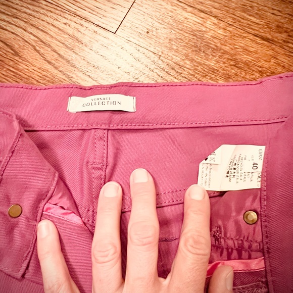 Versace Collection Imported Purple Cotton Embroidered Pocket Detail Jeans - Picture 5 of 12